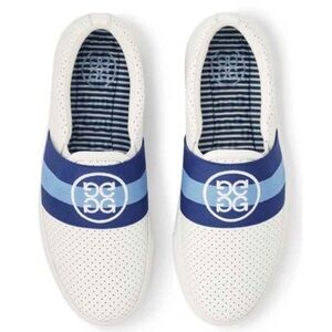 G/FORE Banded White and Blue Slip-On Sneakers Sz 8